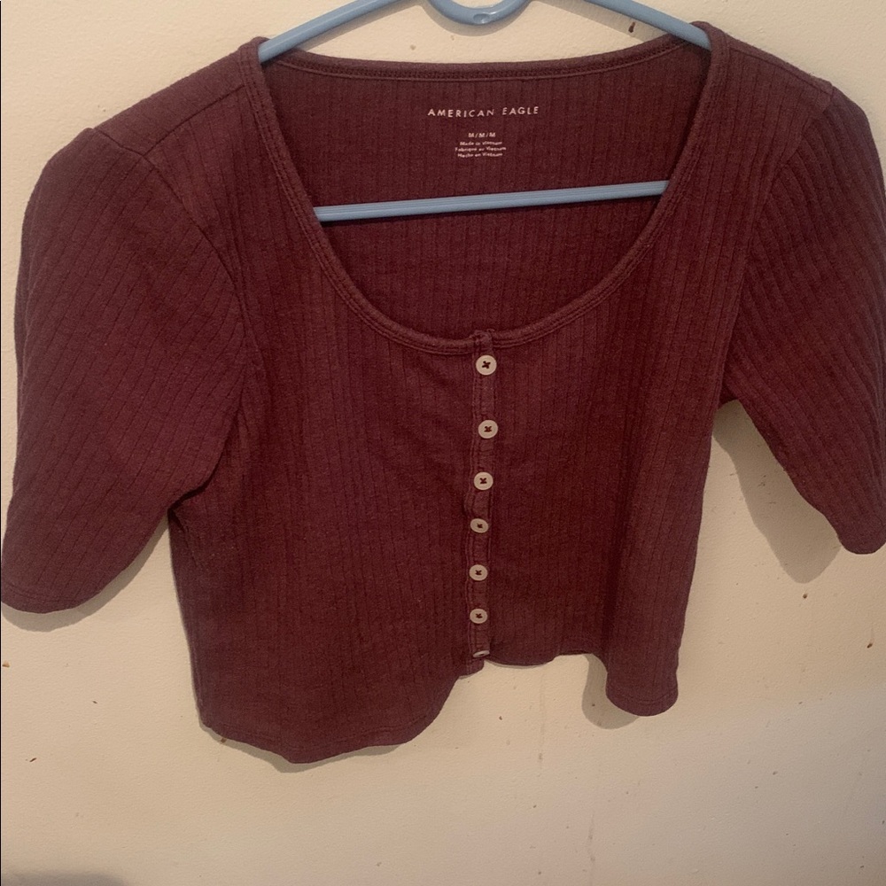 American Eagle Outfitters Purple Ribbed Material Crop Top SZ M - Picture 3 of 5
